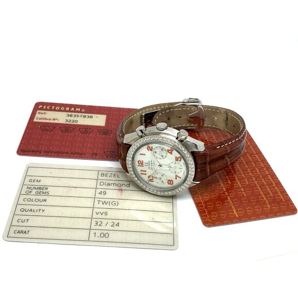 Omega Speedmaster Women's Watch Swiss Automatic 38357838 Diamond Mother Of Pearl - Picture 3 of 16